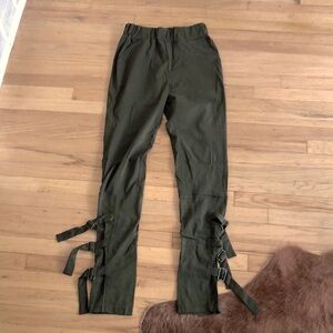 Vintage Army green skinny pants with buckles on ankles size small